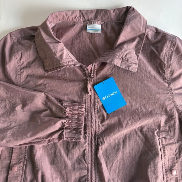 Columbia Women's XL Mauve Time is Right Windbreaker Full Zip Lightweight NEW - Picture 1 of 9